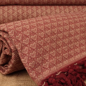 Custom Blanket, Picnic Blanket, Burgundy Throw, Heart Design Blanket, 75x87 Inches Turkish Blanket, Pilates Throw, Designer Blanket, image 2