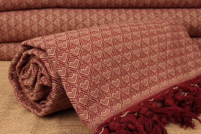 Custom Blanket, Picnic Blanket, Burgundy Throw, Heart Design Blanket, 75x87 Inches Turkish Blanket, Pilates Throw, Designer Blanket, image 2
