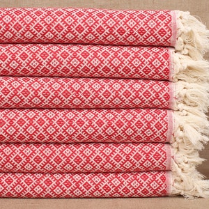 Turkish Bath Towel, Personalized Beach Towel, Red Towel, Diamond Towel, 40x71 Inches Organic Beach Towel, Wedding Towel,
