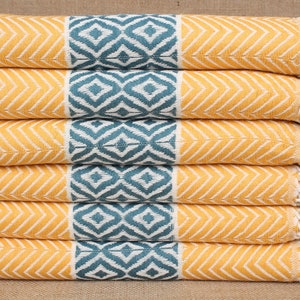 Personalized Towels, Turkish Towels Beach, Mustard-Petrol Towel, Chevron Towel, 40x71 Inches Cute Beach Towel, Pareo Towel, Fouta Towel,