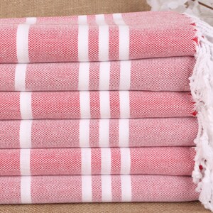 Bridal Party Gifts, Bridesmaid Gifts, Striped Towel, Custom Beach Towel, 40x71 Inches Red Cotton Towel, Wedding Gifts Towel, Guest Towel,