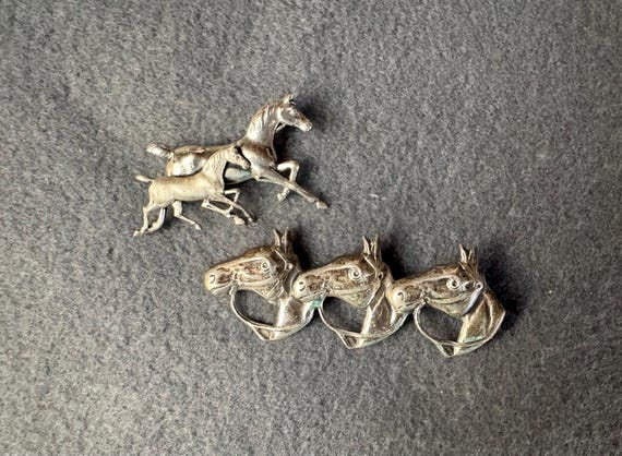 2 Very nice Sterling Horse pins