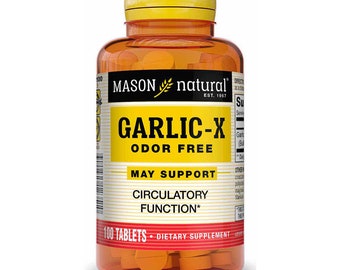 Mason Natural Garlic X 400 mg Odor Free Allium Sativum Supplement - Supports Healthy Circulatory Function*, 100 Tablets
