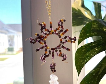Sun Beaded Rearview Mirror Charm | Car Accessory