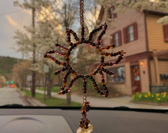 Sun Beaded Rearview Mirror Charm | Car Accessory
