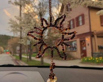 Sun Handmade Rearview Mirror Charm | rearview accessory | car charm | car accessory | car decor