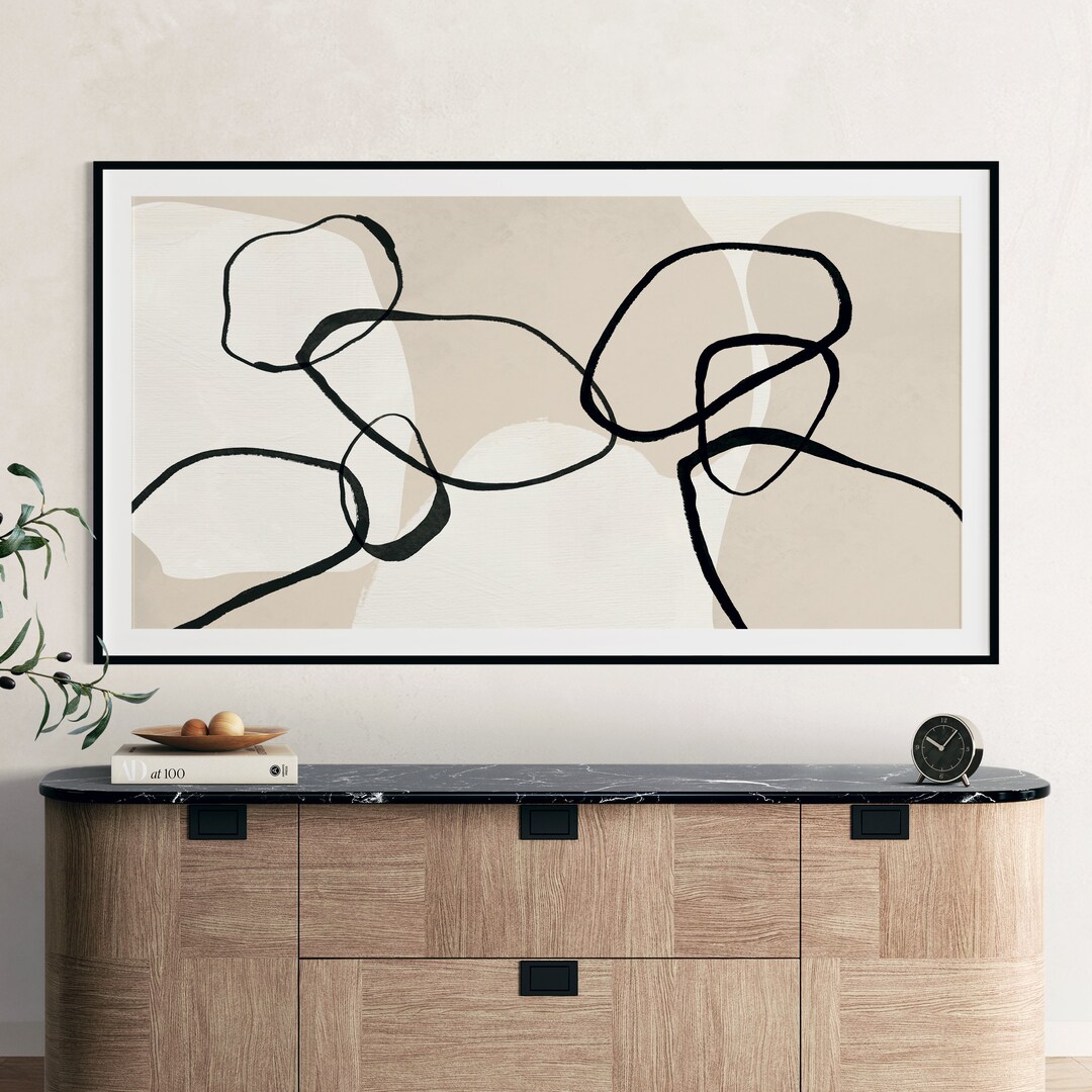 Samsung Frame TV Art, Smart TV Art, Mid Century Modern Abstract Black
