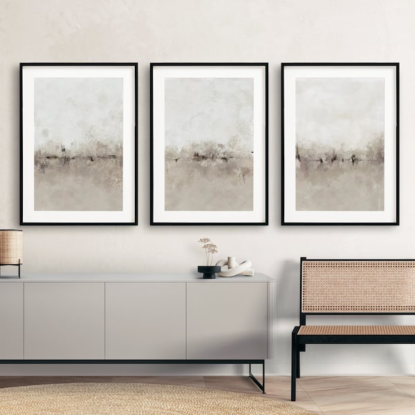 Minimalist Neutral Abstract printable wall art Set of 3, Beige abstract prints, Modern Neutral gallery wall, Japandi wall decor