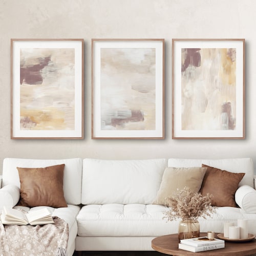Set of Three Abstract Paintings Printable Art 3 Piece Wall - Etsy