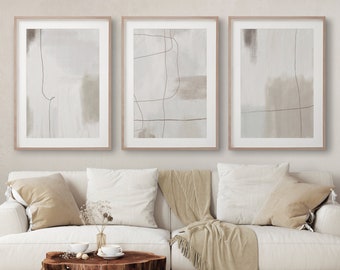 Minimalist Neutral Abstract Printable Wall Art Set of 3 Beige - Etsy