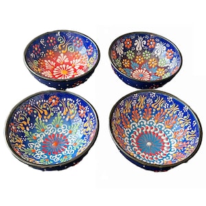 4 Hand Painted Ceramic Turkish Decorative Bowls