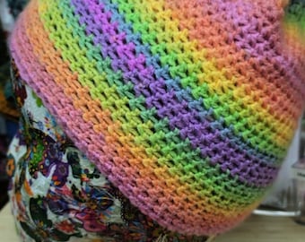 Handmade Crochet Rainbow Hat: Warm Winter Beanie