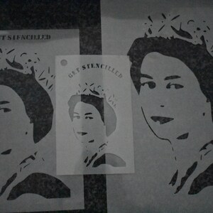 Stencil schilderij body canvas henna tattoo muur plaquette Koningin Elizabeth x 3 herbruikbaar 1 x A4 1 x A5 1 x A6 gratis ketting schakel bevestiging