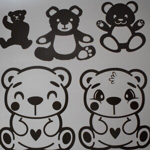 28cm vierkant teddybeer kwaliteit zelfklevend vinyl sticker muren, auto sticker ramen spiegels canvas perspex slaapkamers kopjes tuimelaars gemakkelijk te gebruiken