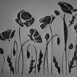 Giorno della memoria in crescita papavero stencil papaveri A4 approxfor pareti tela finestre placche aerografo glitter