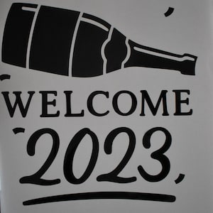 26cm Sq Nieuwjaar 2023 wijn. kwaliteit 3 delige sterke stick back zelfklevende stencil ramen auto sticker spiegels deuren perspex presenteren gifting craft