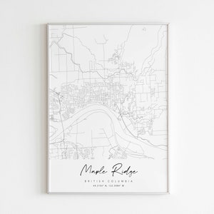 Maple Ridge, British Columbia Minimal Map White