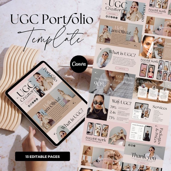 Modèle de portefeuille UGC | Portefeuille minimaliste de créateurs UGC | Kit Média Ugc | Créateur Ugc | Modèle de site Web Ugc Canva | Modèle Canva Ugc