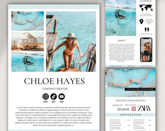 3 Page Influencer Media Kit Template Canva | Instagram Media Kit | EPK | Rate Card Template | UGC Creator | Blogger, TikTok, Media Kit