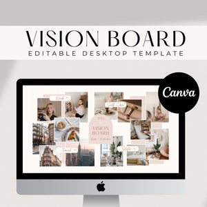 Plantilla de tablero de visión digital / Tablero de visión 2023 / Tablero de objetivos 2023 / Plantilla de tablero de estado de ánimo Canva / Kit de tablero de visión 2023 /Kit de tablero de manifiesto