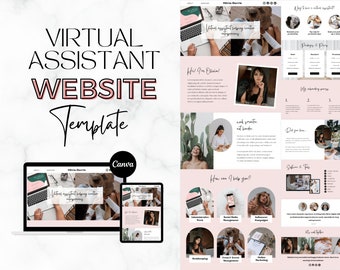 Sitio web de Canva para asistentes virtuales / Plantilla de sitio web de asistente virtual / Tema del sitio web / Plantilla de sitio web de Canva / Paquete de bienvenida al cliente