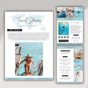 3-pagina mediakit-sjabloon Canva | Instagram-beïnvloeders en reisbloggers | Mediakit | Tariefkaart | Blog-persmap | UGC-portfolio