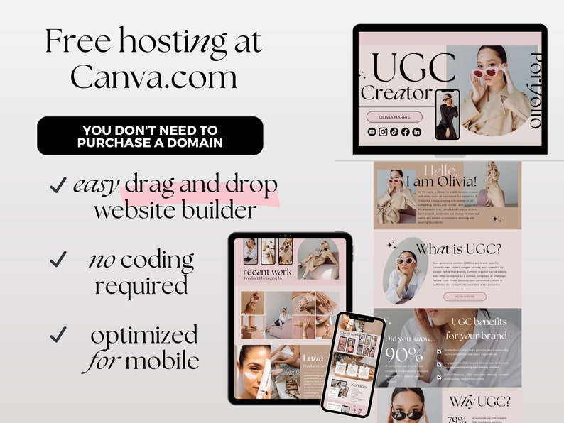 UGC Portfolio Template | Minimalist UGC Creator Portfolio | Ugc Media Kit | Ugc Creator | Ugc Website Template Canva | Ugc Canva Template image 7