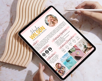 1 Page Influencer Media Kit Template Canva | Instagram Media Kit | Influencer Rate Sheet Template | TikTok Media Kit | Blogger Press Kit