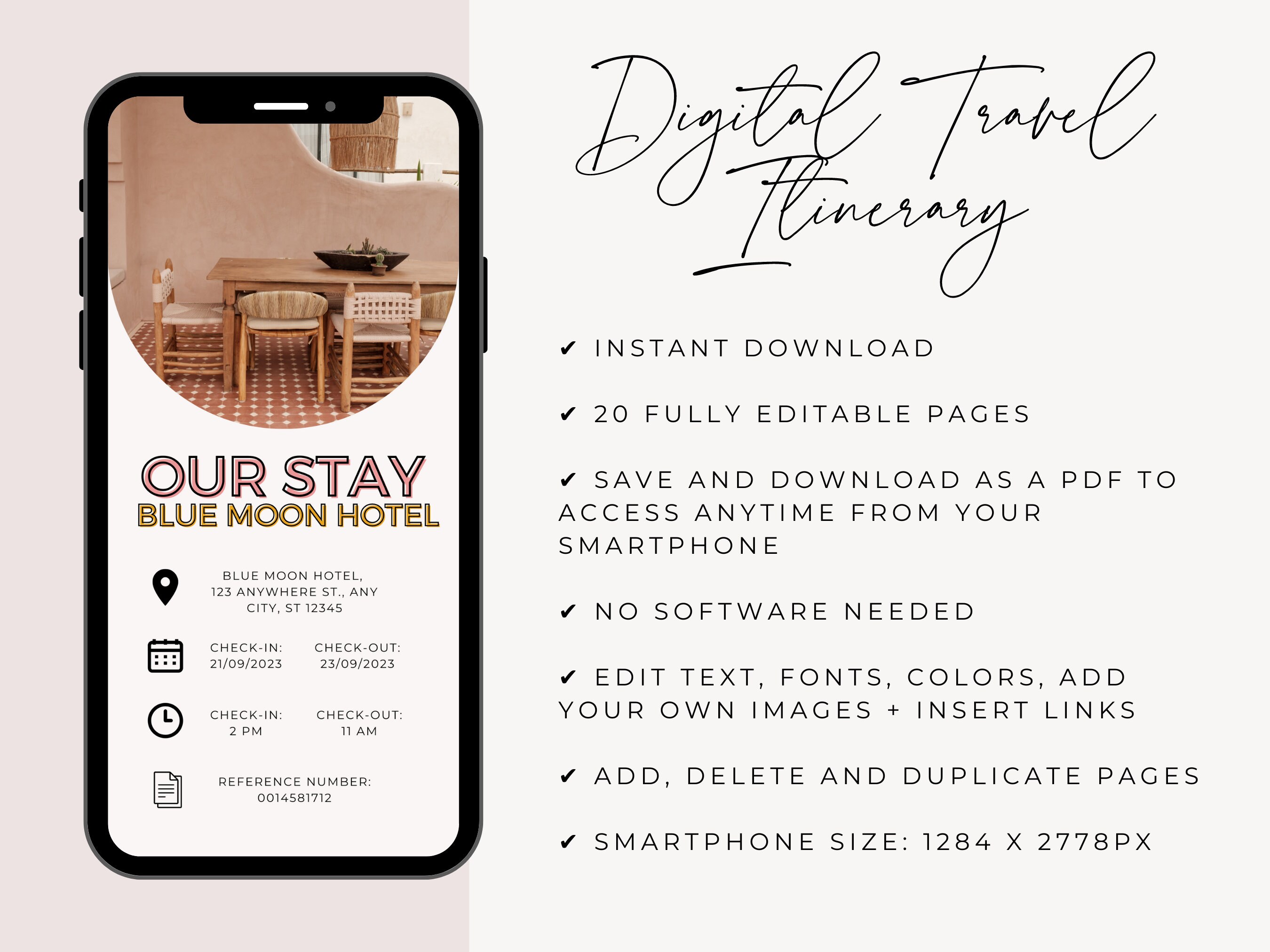 Travel Itinerary Mobile Template | Editable Digital Travel Itinerary ...