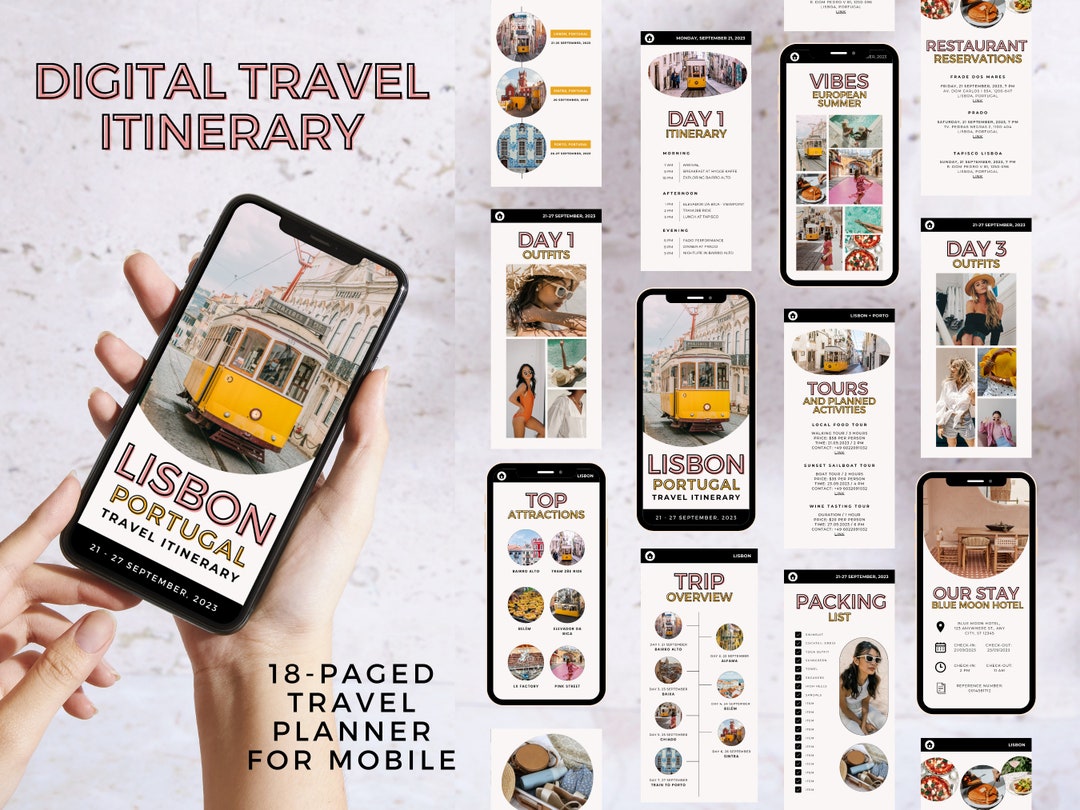 Travel Itinerary Mobile Template | Editable Digital Travel Itinerary ...