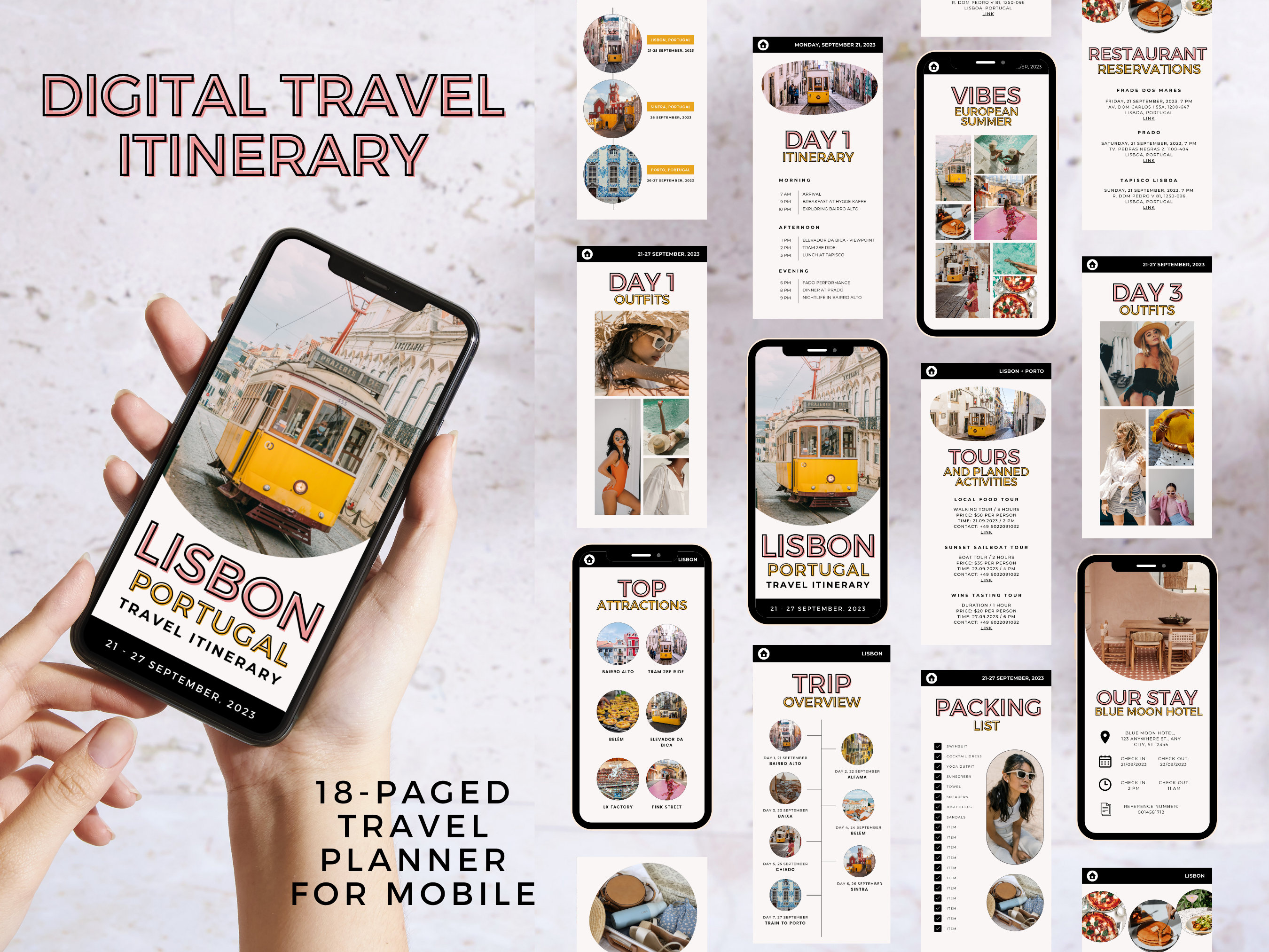 Travel Itinerary Mobile Template | Editable Digital Travel Itinerary ...