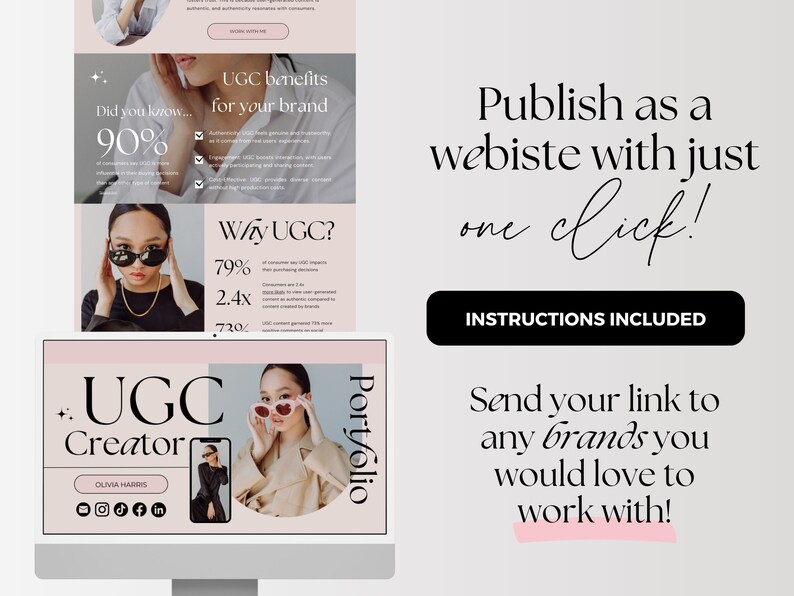 UGC Portfolio Template | Minimalist UGC Creator Portfolio | Ugc Media Kit | Ugc Creator | Ugc Website Template Canva | Ugc Canva Template image 5