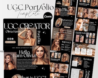 Modello di portfolio UGC Canva / Portfolio di UGC Creator / Modello di sito web UGC / Kit media UGC / Creatore di contenuti UGC / Modello UGC minimalista