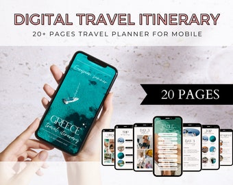 Travel Itinerary Template Mobile | Editable Digital Travel Itinerary | Weekend Trip Itinerary | Travel Planner Canva | Trip Planner Greece