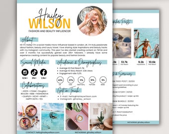 2 Page Influencer Media Kit Template Canva | Instagram and TikTok Influencers | Media Kit & Rate Card - Beauty and Fashion  | Blog Press Kit