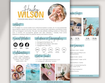 2 Page Influencer Media Kit Template Canva | Instagram and TikTok Influencers | Media Kit & Rate Card - Beauty and Fashion  | Blog Press Kit