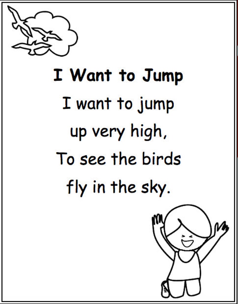 Sight Word Poems for Shared Reading and Coloring Kindergarten to 1st Grade Worksheets for Early Reader Fun image 4