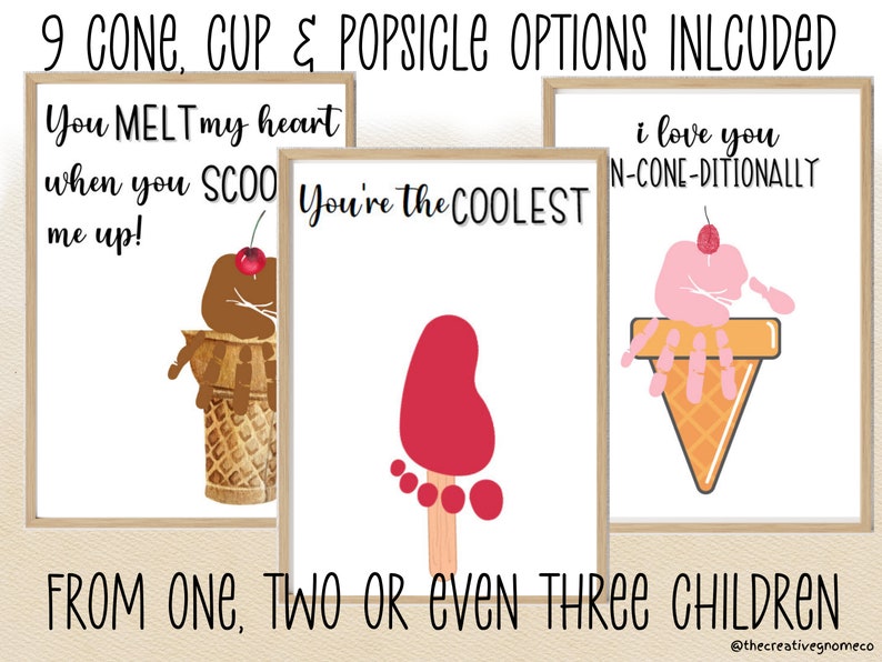 Personalized Ice Cream Handprint Art, Personalized Handprint Craft