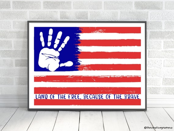 Flag Handprint Art American Flag Handprint Art Patriotic | Etsy