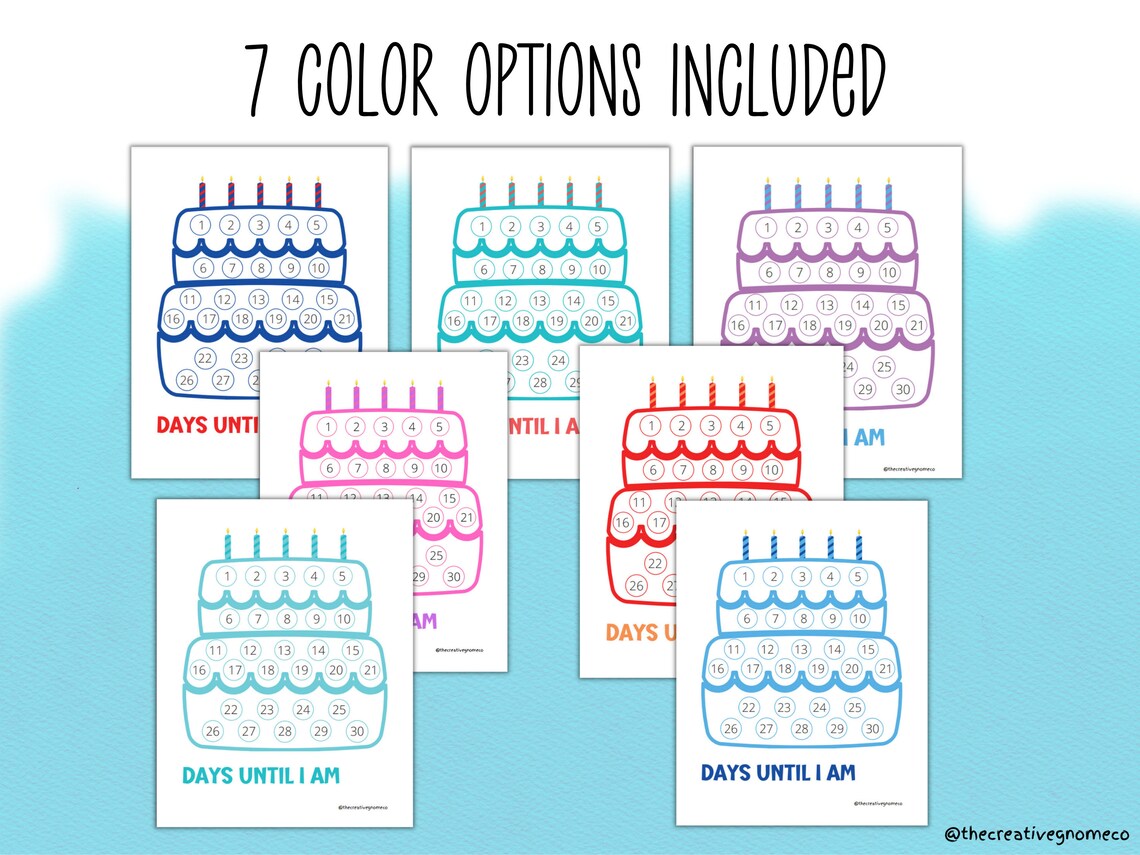 Birthday Countdown Printable, Birthday Cake Countdown, Happy Birthday ...