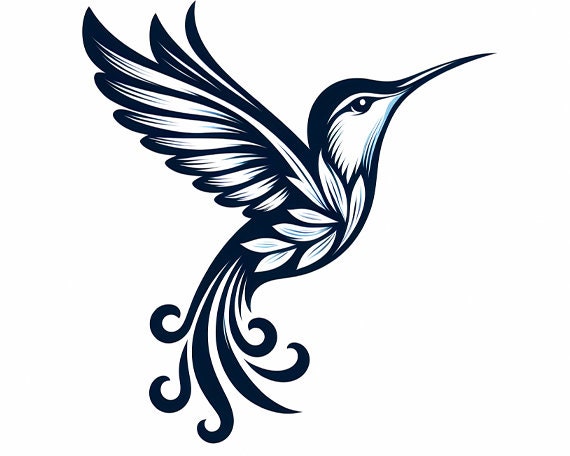 Digital downloadable vector style print of hummingbird PNG image and JPG file with white background