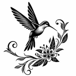 Digital downloadable print of black and white hummingbird  300dpi JPG file with white background, hummingbird art, hummingbird digital print