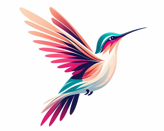 Digital downloadable print of high resolution hummingbird art ( at least 300dpi ) 4096 px X 4096 px JPG and PNG files with white background