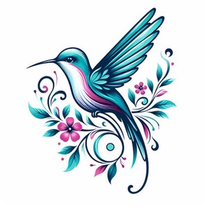 digitale kolibrie illustratie ontwerp vector, clipart, Png/jpg/Ai/EPS/SVG formaat, 300 dpi kolibrie, kunst aan de muur decor, kolibrie kunst