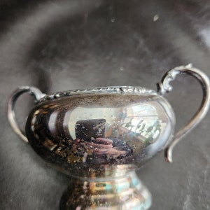 Reproducción en inglés antiguo Silver Sugar Bowl and Creamer
