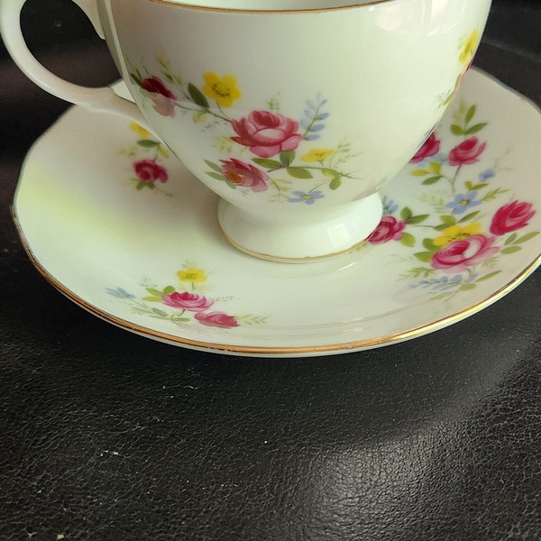 Queen Anne China Teacup and Saucer Set