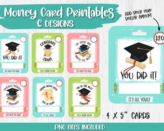 Lot de porte-monnaie pour l'obtention du diplôme, cadeau de remise des diplômes, carte de paiement au format png, carte de voeux de remise des diplômes, porte-carte-cadeau, impression et découpe