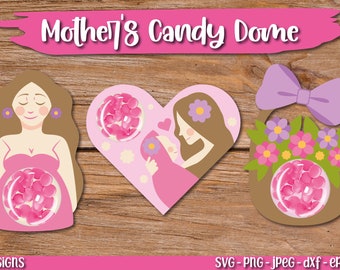 Mothers day Candy Holders SVG Cut Files, Mothers day SVG Files, Candy Ornament Crafts, Candy Holder SVG Craft Files,