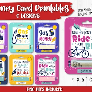 Gasgeldkaart, Geldkaarthouder PNG-bundel, Geldkaart PNG-ontwerpen, Cadeaukaarthouder, Afdrukken en knippen, Verjaardagscadeau PNG-bestand