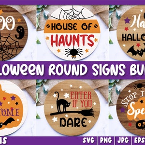 Round Halloween Svg Bundle, Halloween Sign Svg, Halloween Door Hanger Svg Files, Round Sign Svg, Door Sign Svg, Halloween Round Svg
